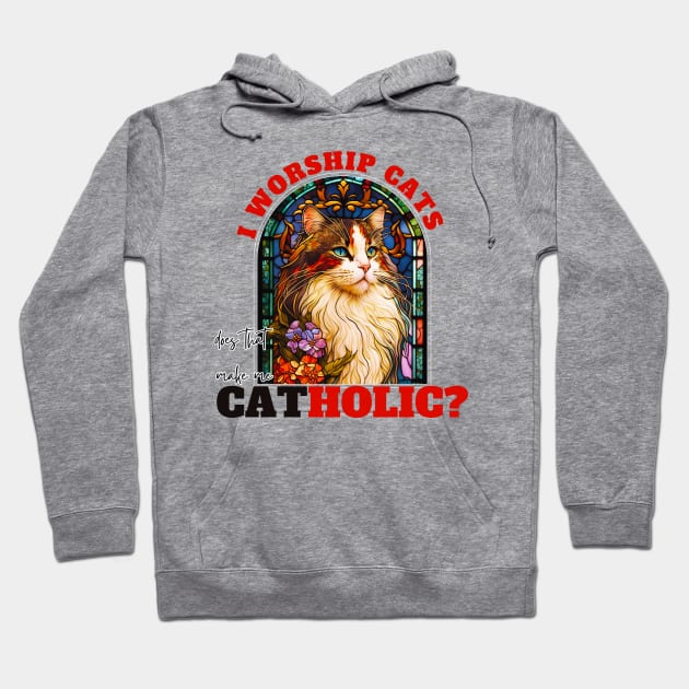 I worship cats does that make me catholic? Hoodie by fleurdesignart